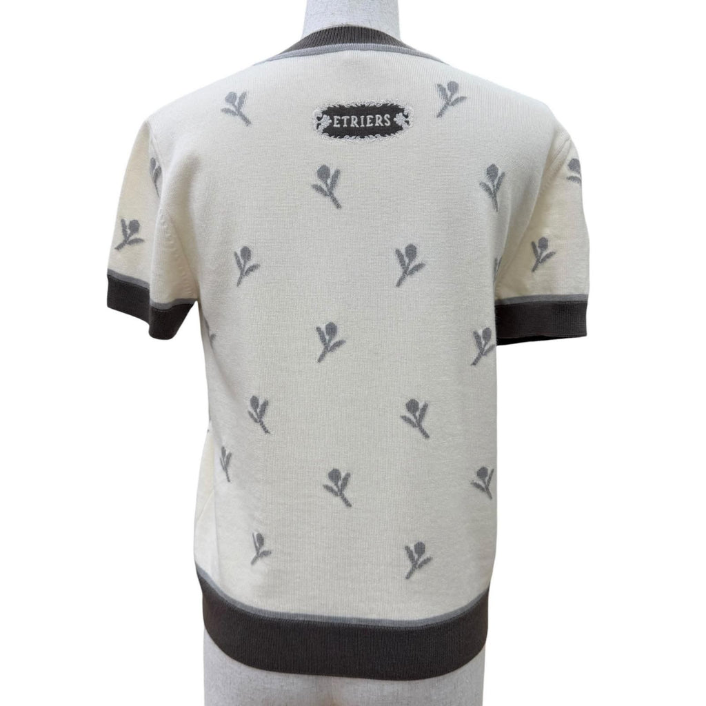 Hermes Etriers Wool Cashmere Short Sleeve Knit Beige Brown 38 Sweater — view 4