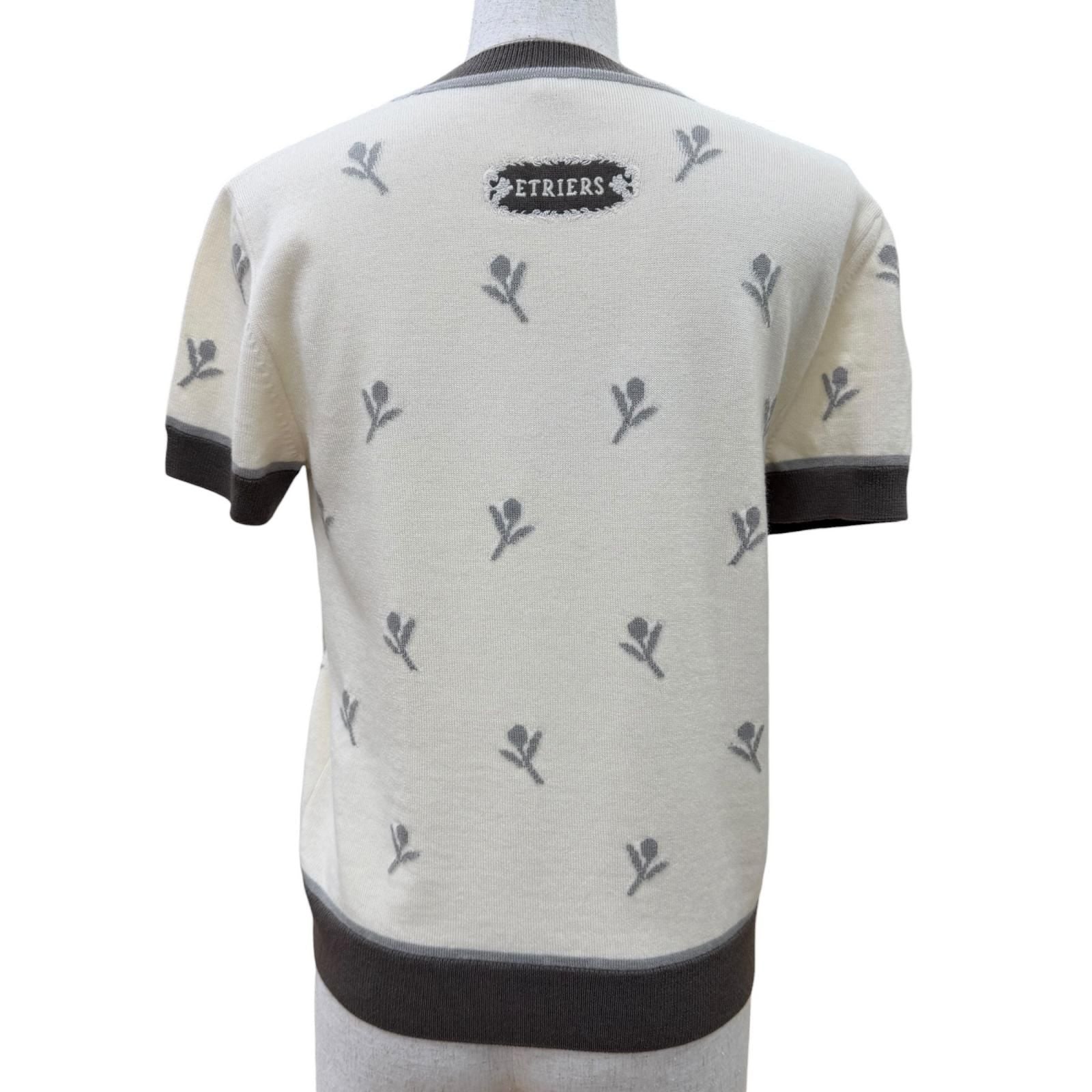 Hermes Etriers Wool Cashmere Short Sleeve Knit Beige Brown 38 Sweater — view 4