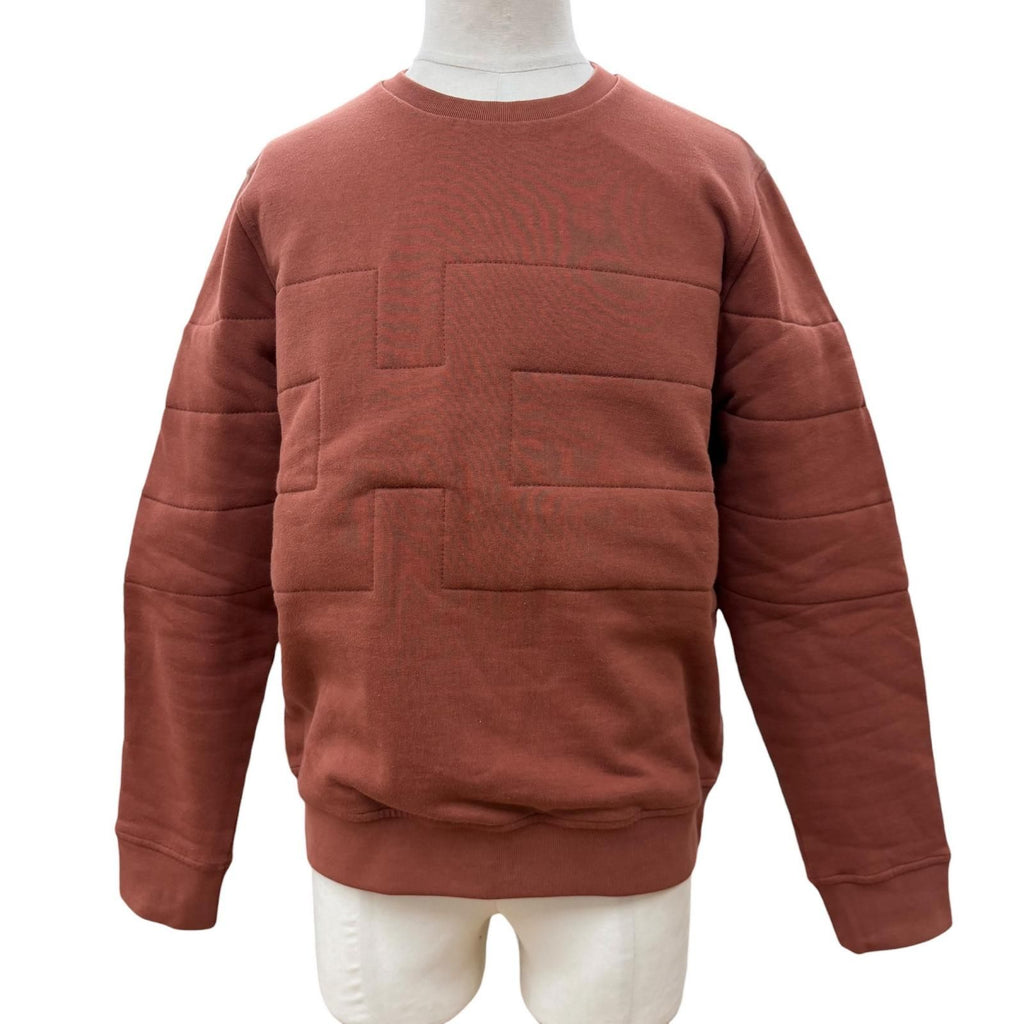 Hermes Cotton 100% Motif Crew Neck Pullover Sweatshirt Terracotta Brown