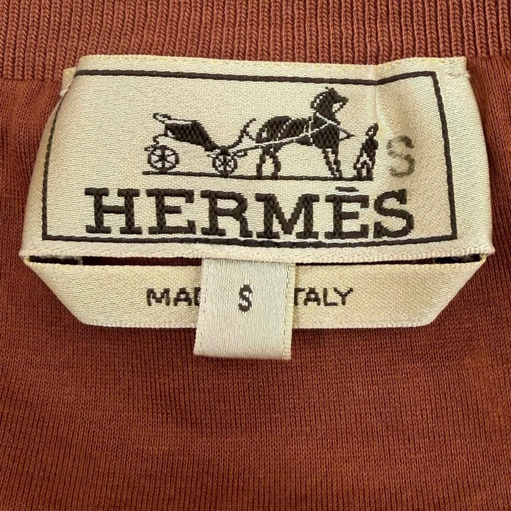 Hermes Cotton 100% Motif Crew Neck Pullover Sweatshirt Terracotta Brown — view 6