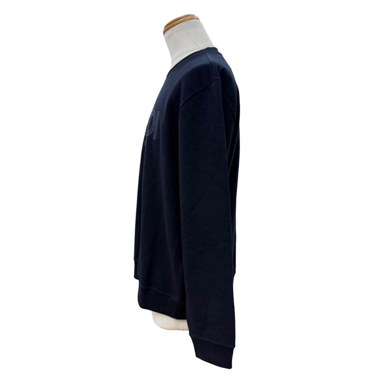 Fendi Logo Print Crew Neck Pullover Sweatshirt Navy XL — view 3