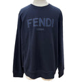 Fendi Logo Print Crew Neck Pullover Sweatshirt Navy XL
