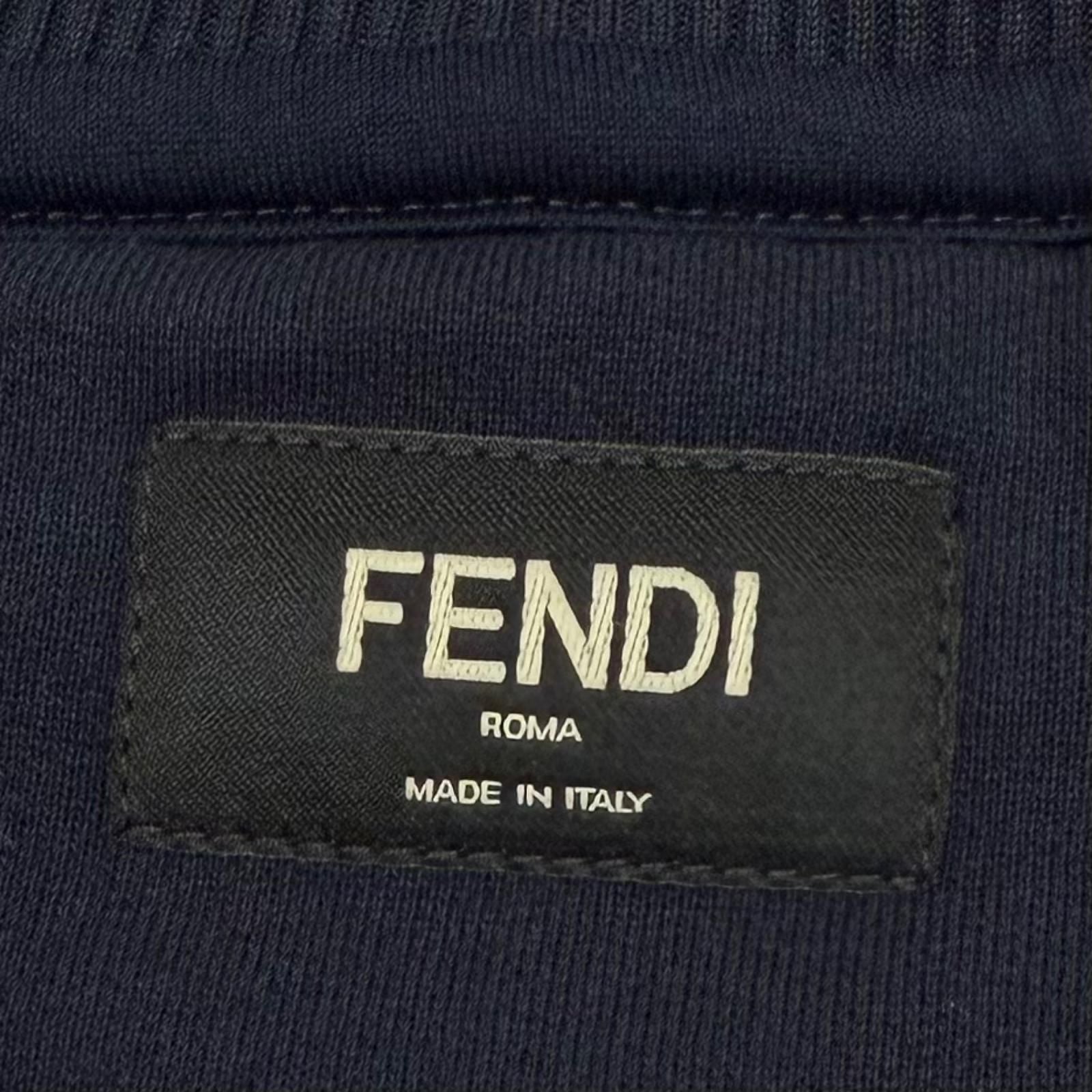 Fendi Logo Print Crew Neck Pullover Sweatshirt Navy XL — view 6