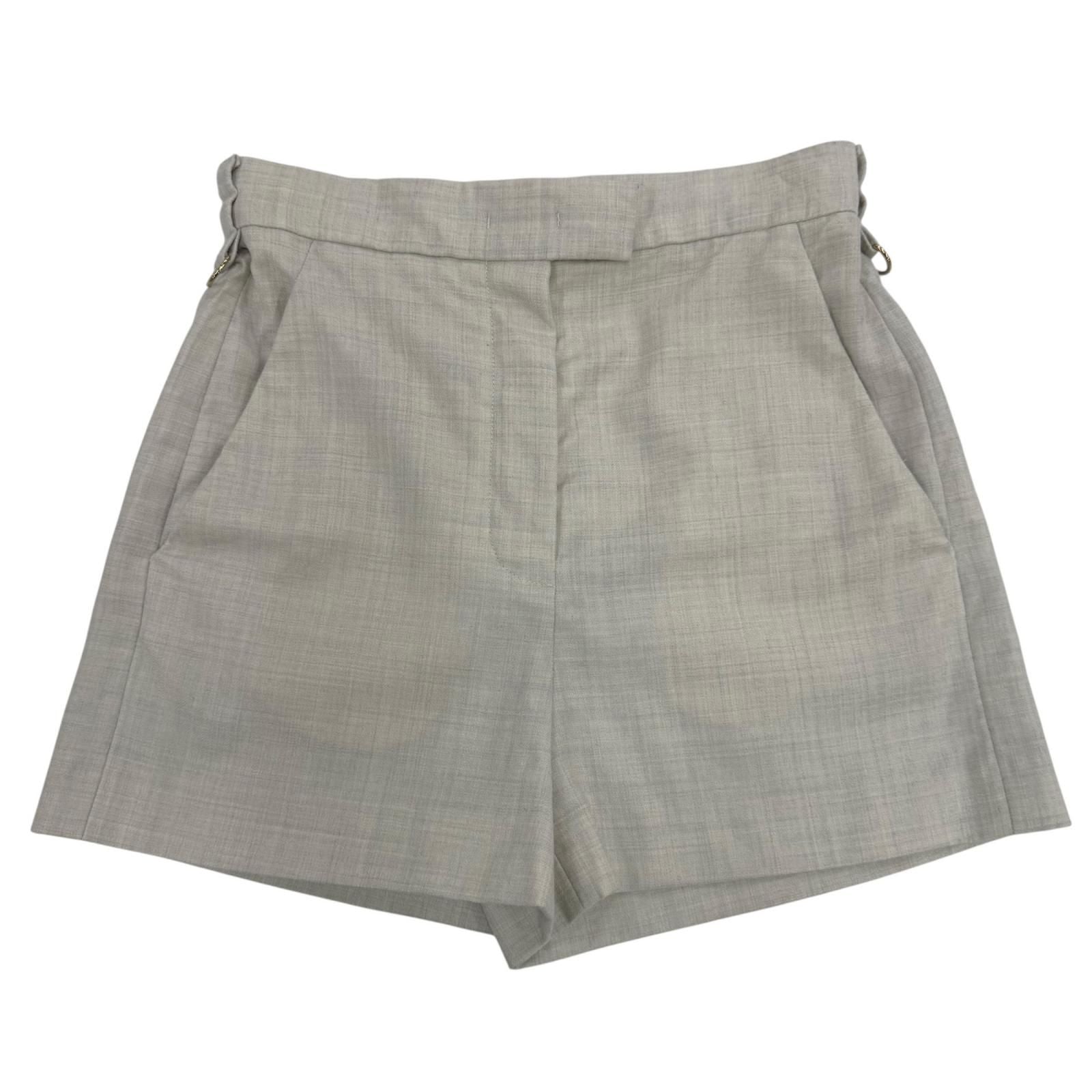 Fendi Wool High Waist Slim Fit Shorts Gray 36 — view 3