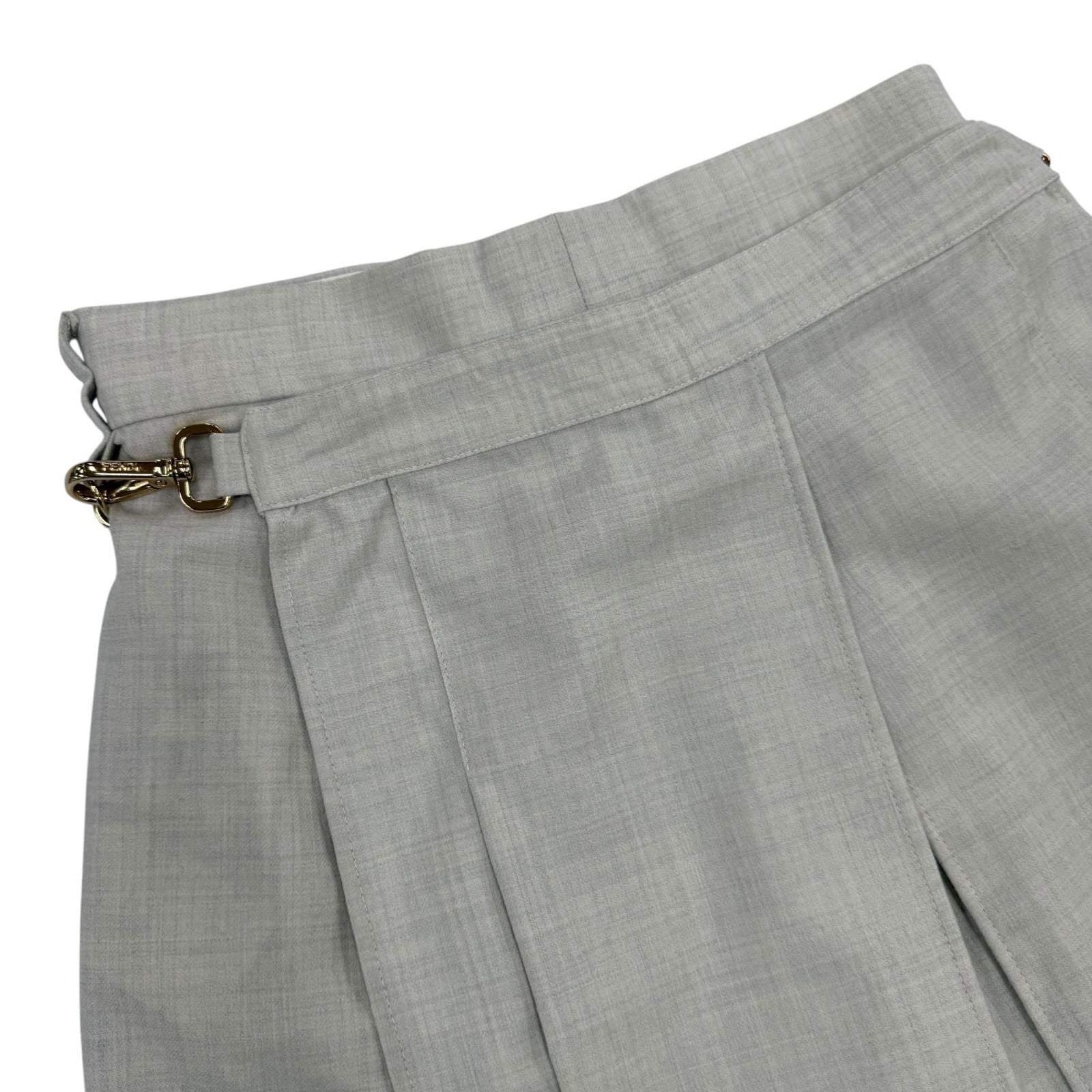 Fendi Wool High Waist Slim Fit Shorts Gray 36 — view 7