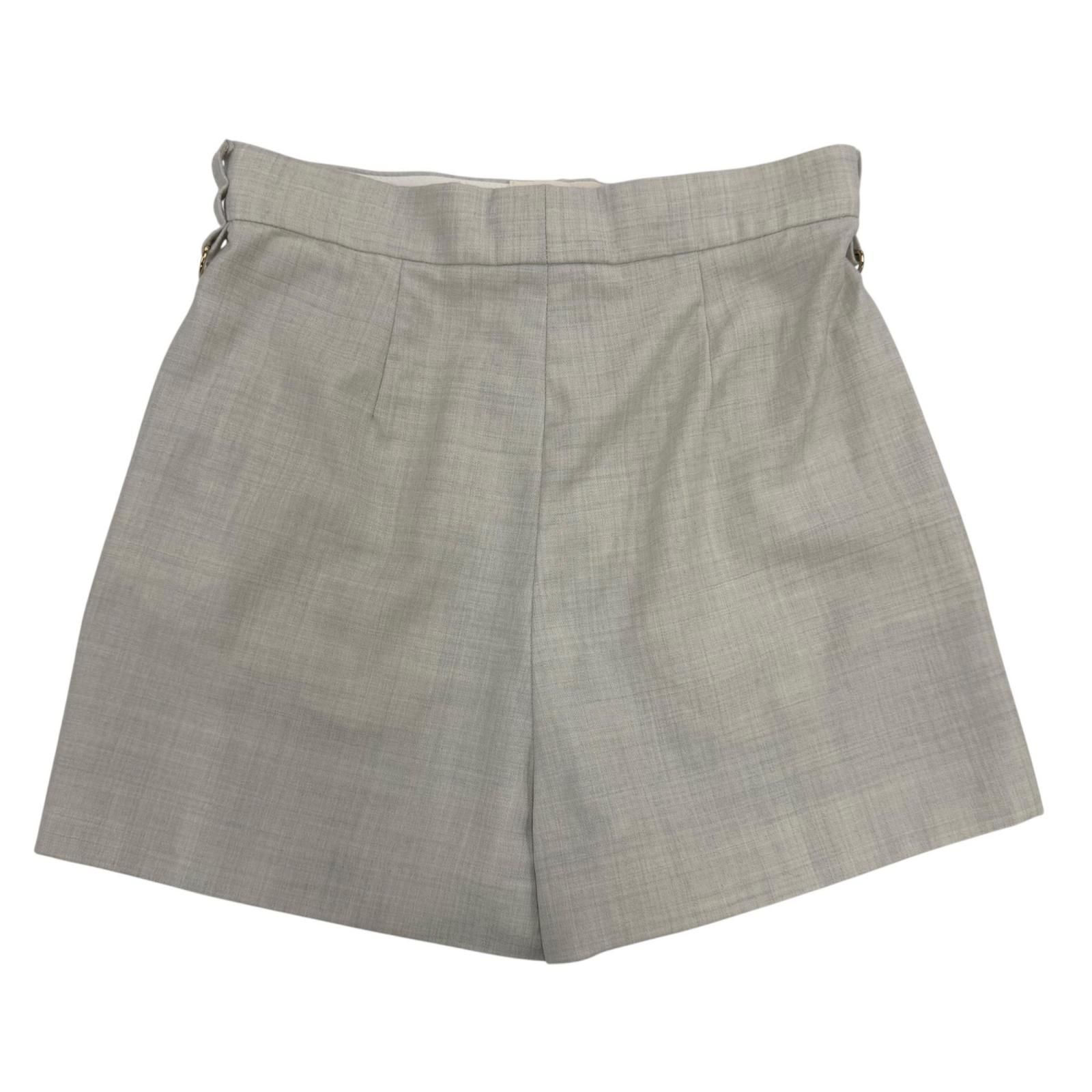 Fendi Wool High Waist Slim Fit Shorts Gray 36 — view 4