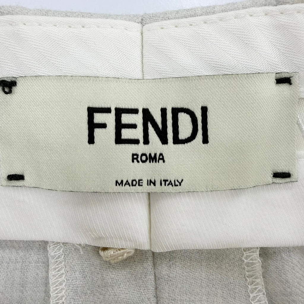 Fendi Wool High Waist Slim Fit Shorts Gray 36 — view 8