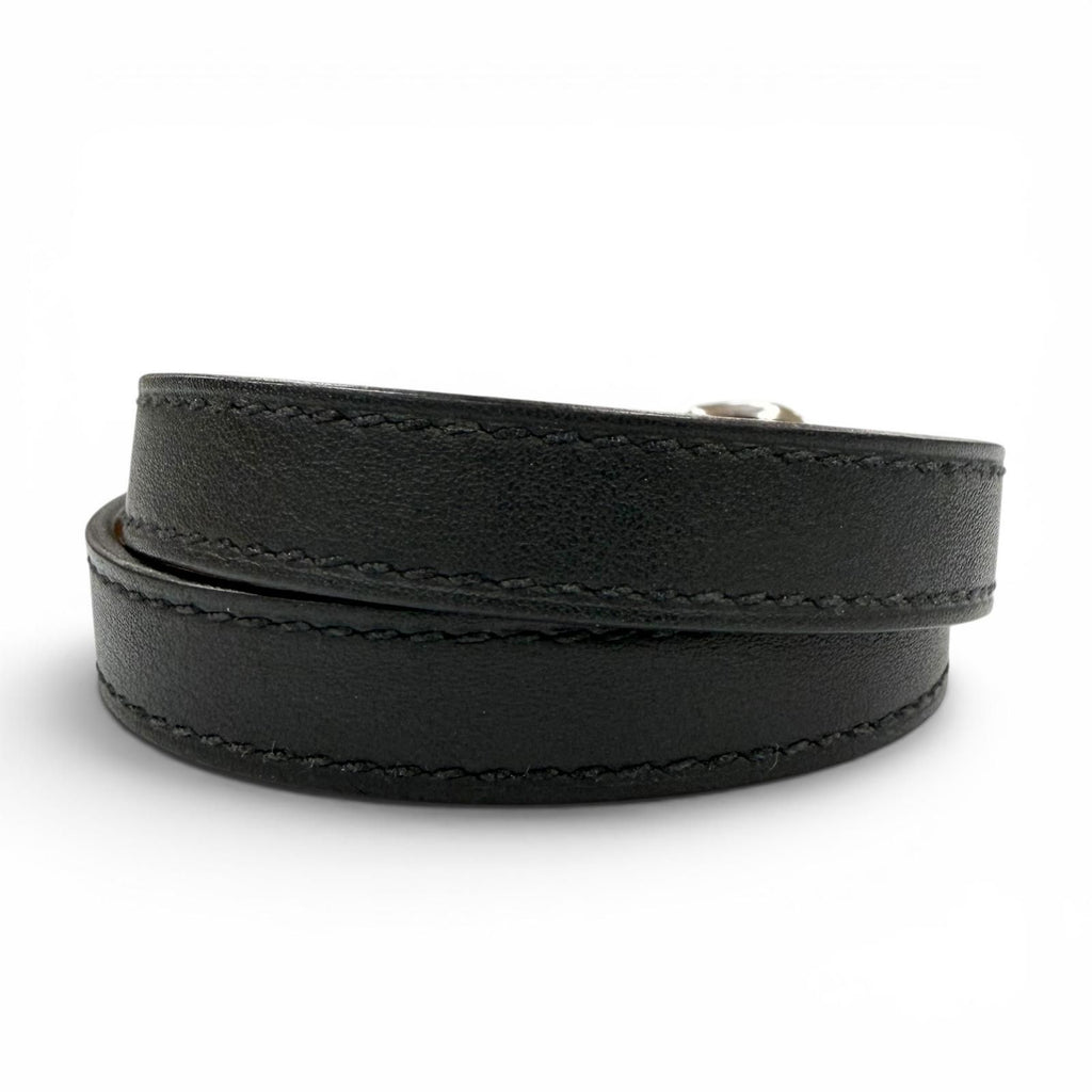 Hermes Trench Silver Swift Leather Bracelet Black T4 and — view 4