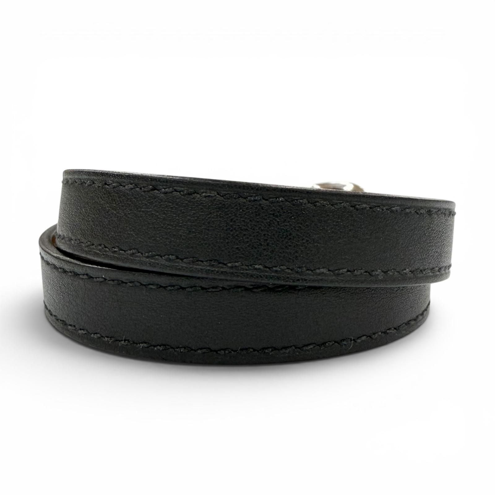 Hermes Trench Silver Swift Leather Bracelet Black T4 and — view 4