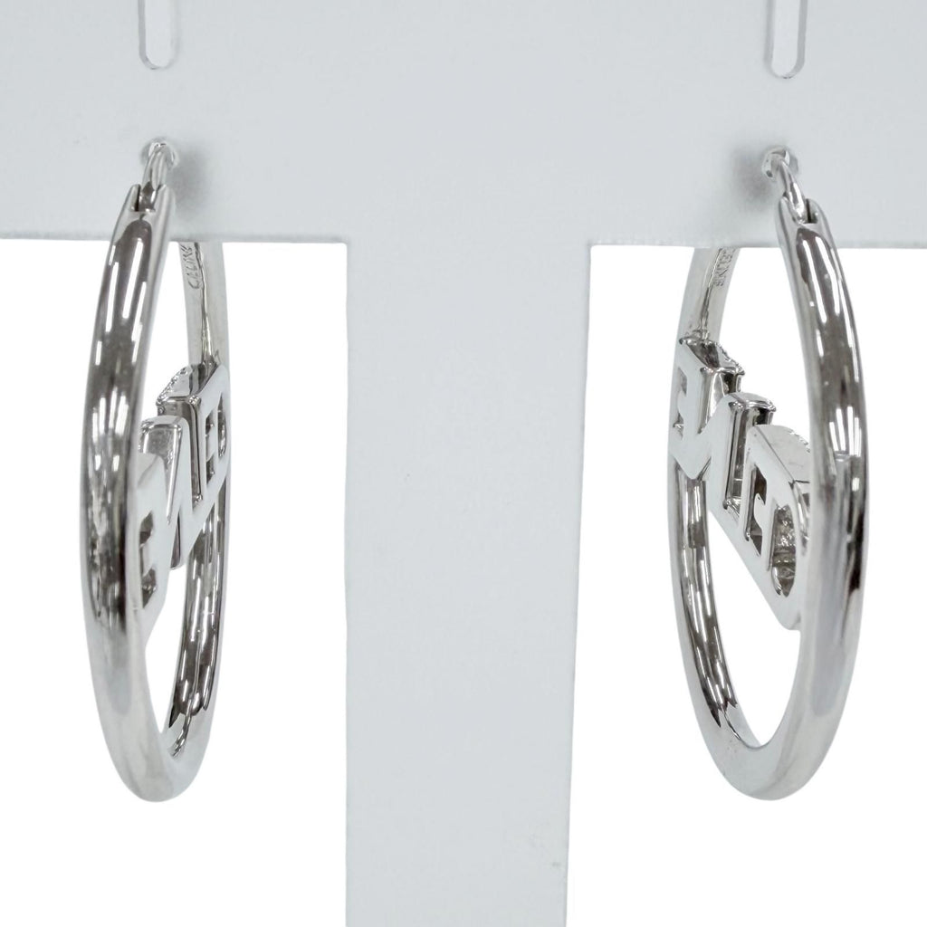 Celine Rhinestone Logo Monochrome Strass Hoop Earrings for Silver — view 4