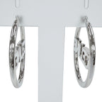 Celine Rhinestone Logo Monochrome Strass Hoop Earrings for Silver — view 4