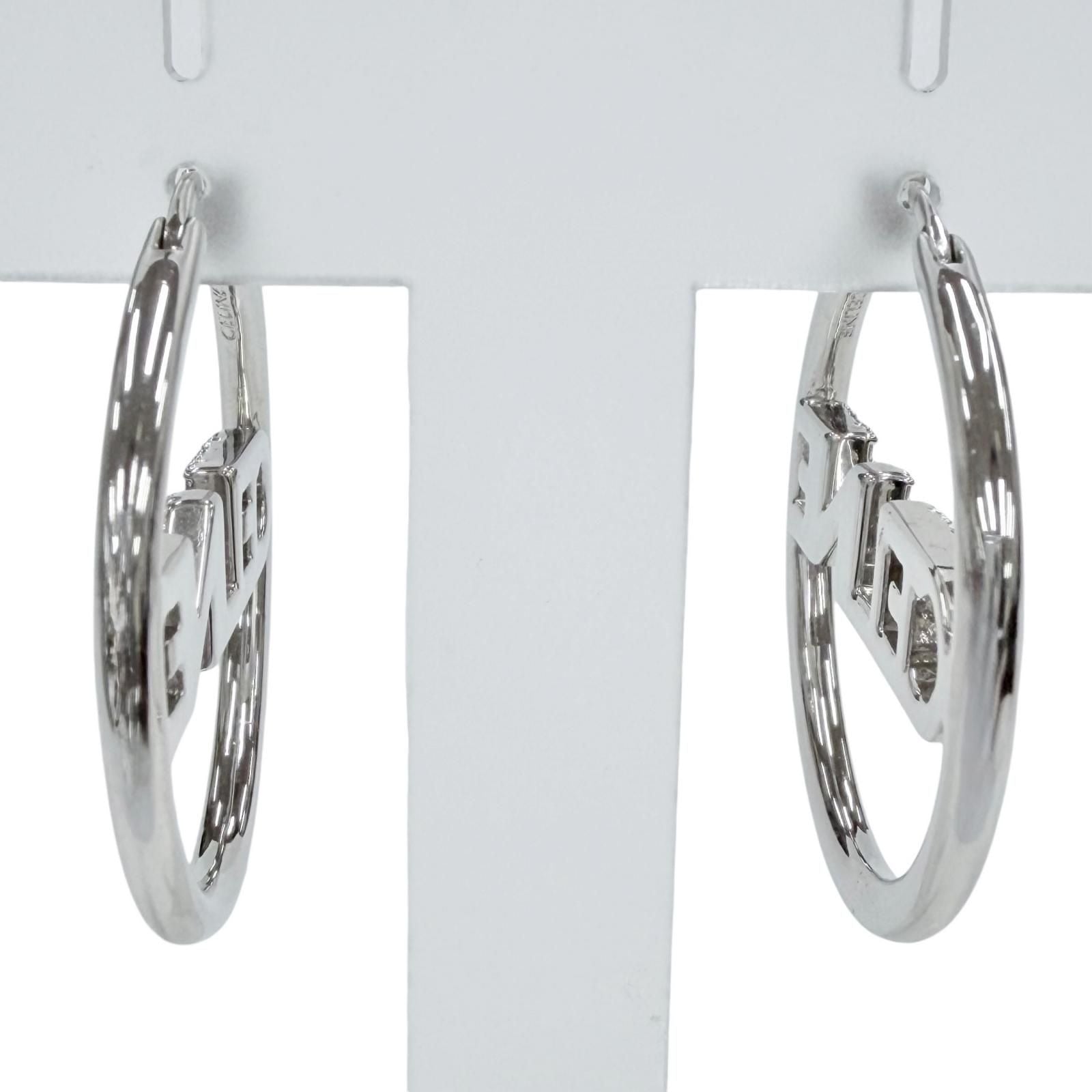 Celine Rhinestone Logo Monochrome Strass Hoop Earrings for Silver — view 4