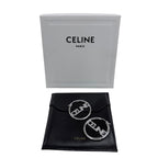 Celine Rhinestone Logo Monochrome Strass Hoop Earrings for Silver — view 2