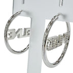 Celine Rhinestone Logo Monochrome Strass Hoop Earrings for Silver — view 3