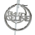 Celine Rhinestone Logo Monochrome Strass Hoop Earrings for Silver — view 5