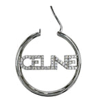 Celine Rhinestone Logo Monochrome Strass Hoop Earrings for Silver — view 8