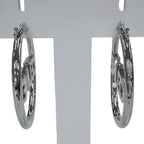 Celine Rhinestone Logo Monochrome Strass Hoop Earrings for Silver — view 6