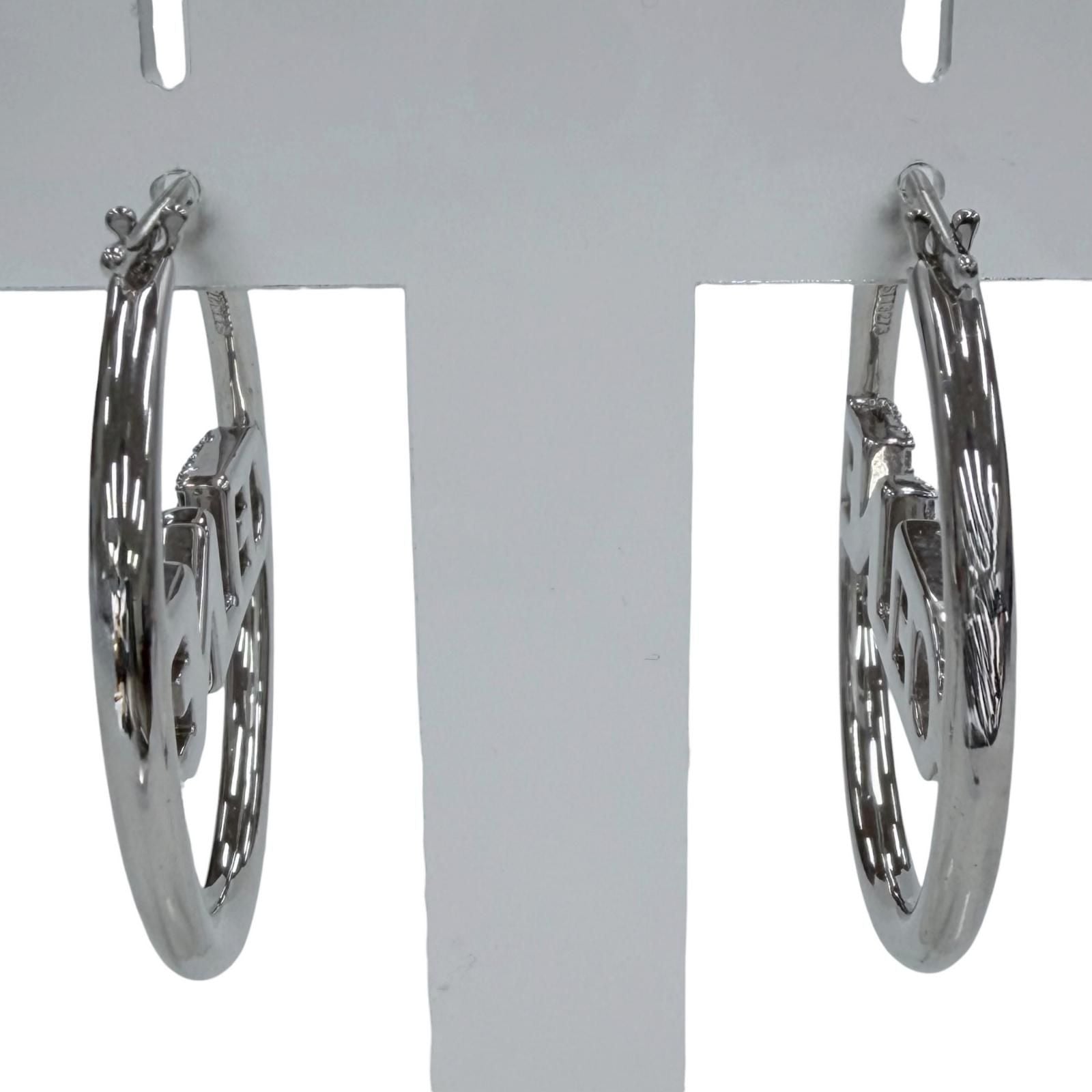 Celine Rhinestone Logo Monochrome Strass Hoop Earrings for Silver — view 6