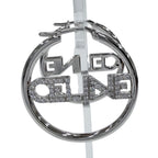 Celine Rhinestone Logo Monochrome Strass Hoop Earrings for Silver — view 7