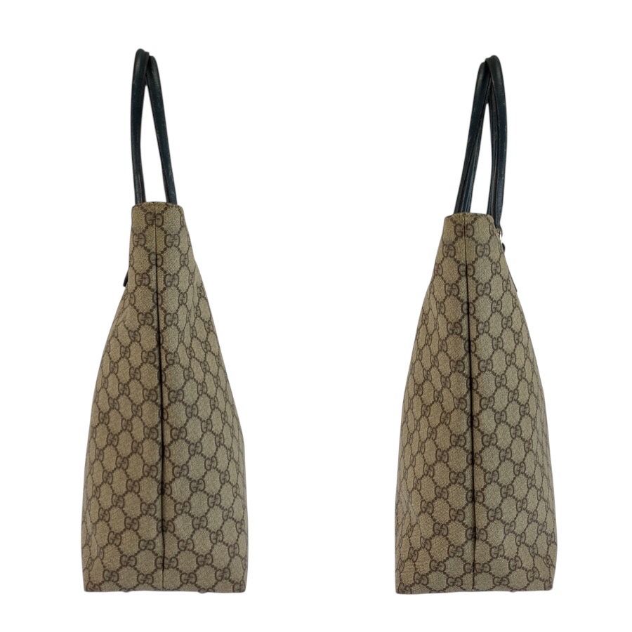 Gucci Beige Green GG Supreme Canvas Leather Tote Bag