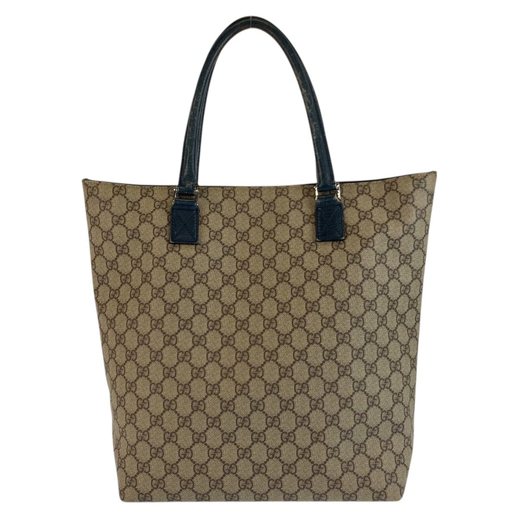 Gucci Beige Green GG Supreme Canvas Leather Tote Bag
