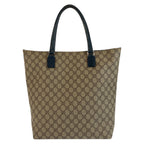 Gucci Beige Green GG Supreme Canvas Leather Tote Bag
