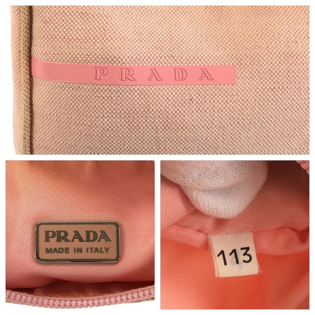 Prada Pink Canvas Handbag Pouch — view 3
