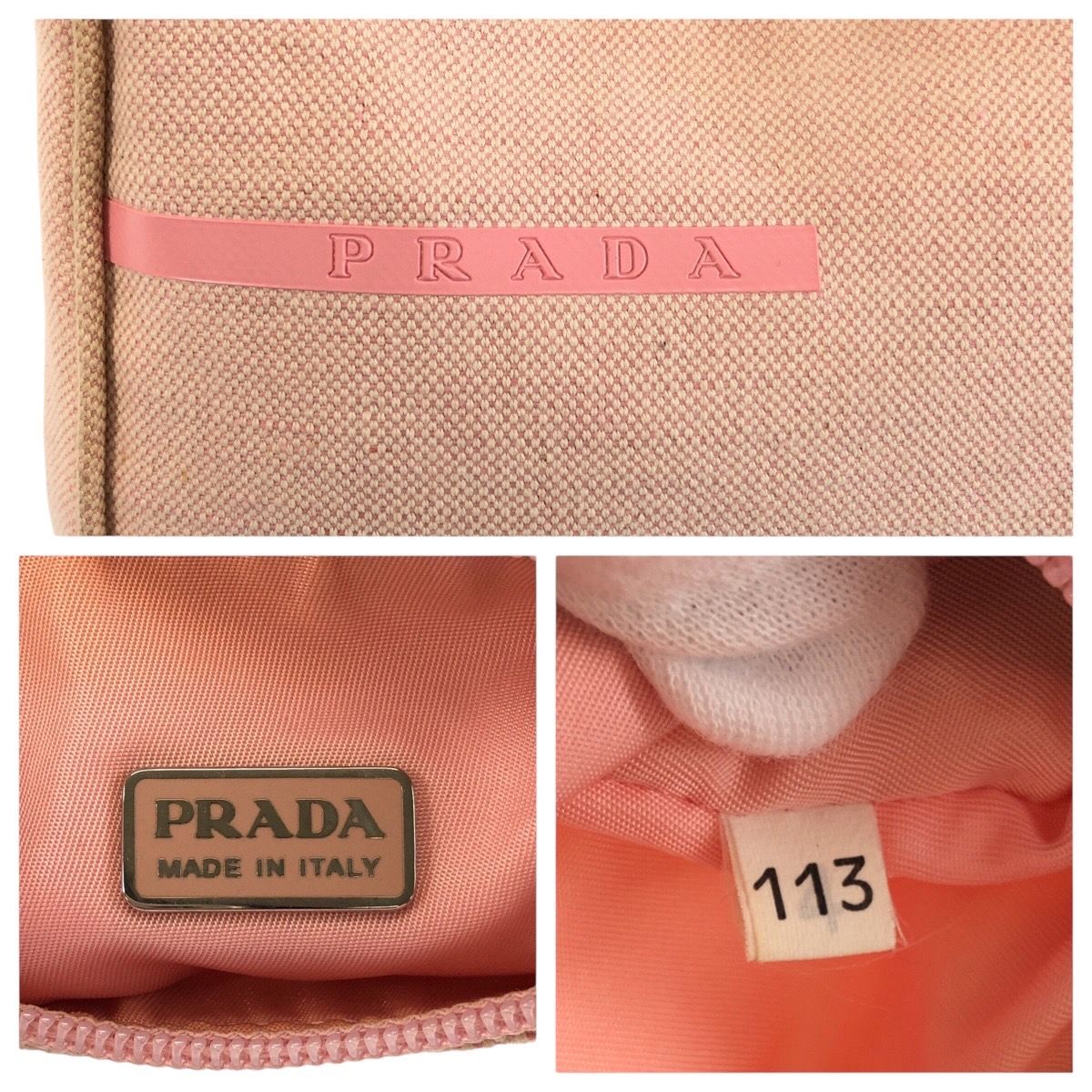 Prada Pink Canvas Handbag Pouch — view 3