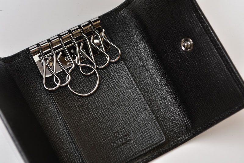Gucci Key Case Key Holder 6 Black Silver Mark — view 5