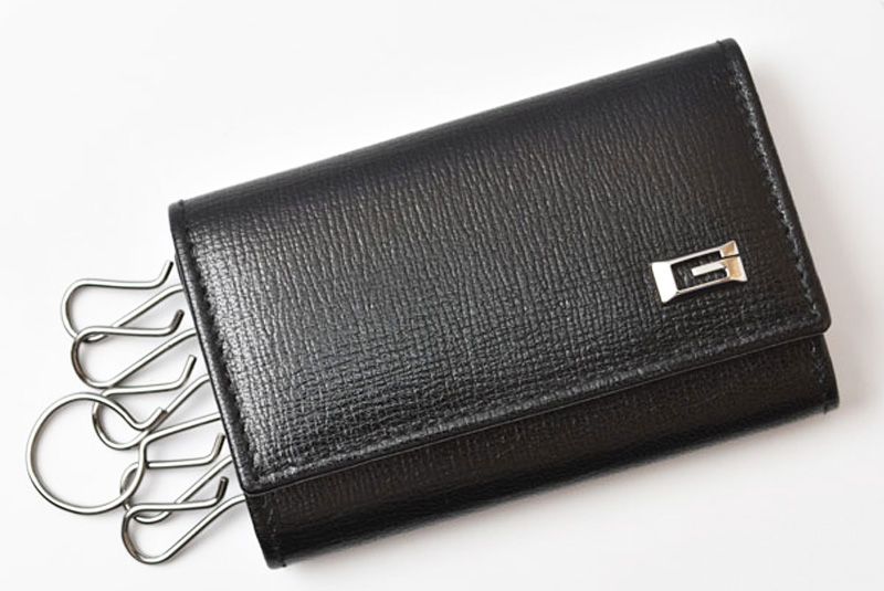 Gucci Key Case Key Holder 6 Black Silver Mark