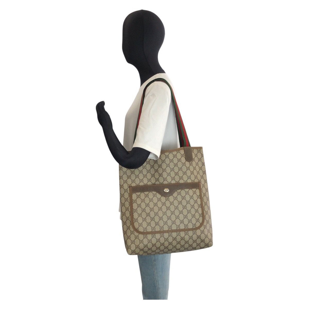 Gucci Vintage Sherry Line GG Supreme Canvas Tote Shoulder — view 6