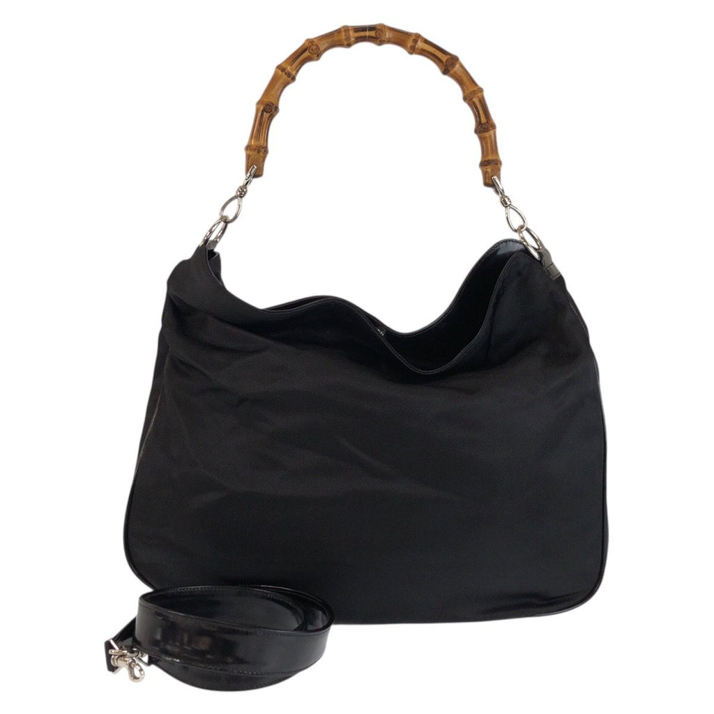 Gucci Bamboo Black Silver Nylon 001 5 2-Way Shoulder