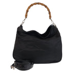 Gucci Bamboo Black Silver Nylon 001 5 2-Way Shoulder