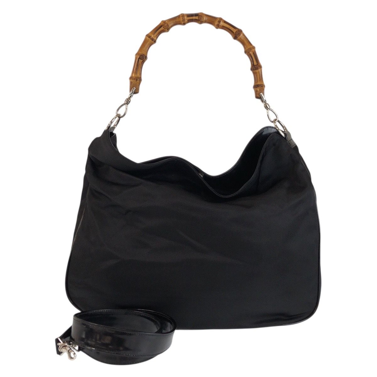 Gucci Bamboo Black Silver Nylon 001 5 2-Way Shoulder