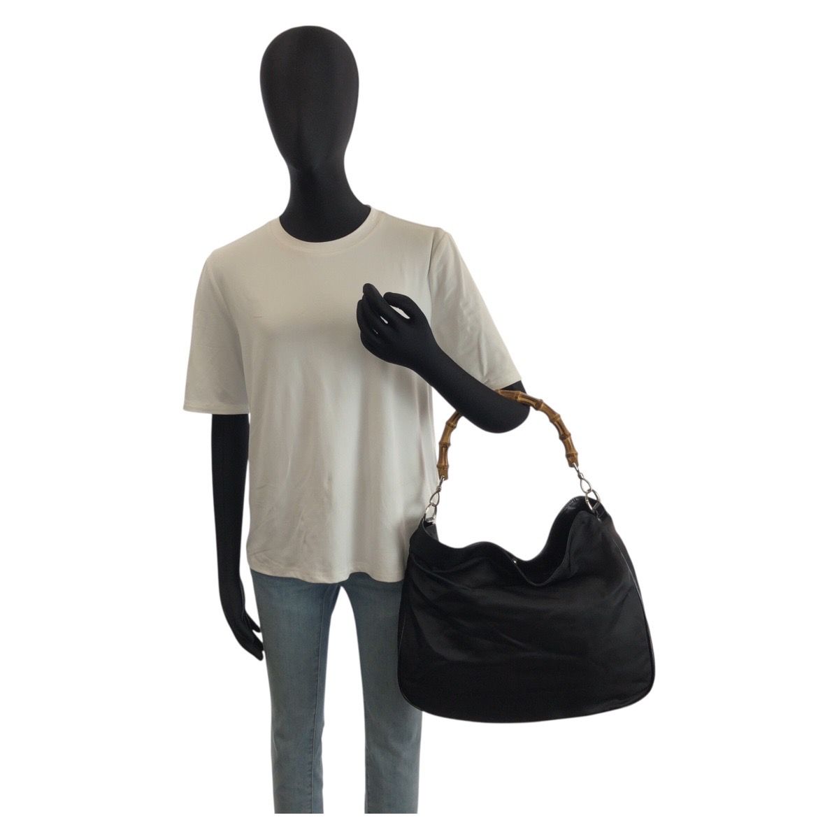Gucci Bamboo Black Silver Nylon 001 5 2-Way Shoulder — view 6