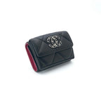 Chanel 19 Wallet Trifold Mini Black Silver Red CC Logo Small — view 2