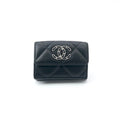 Chanel 19 Wallet Trifold Mini Black Silver Red CC Logo Small