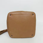 Chanel CC Logo Fringe Drawstring Handbag Leather Beige Vintage — view 7