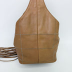 Chanel CC Logo Fringe Drawstring Handbag Leather Beige Vintage — view 4