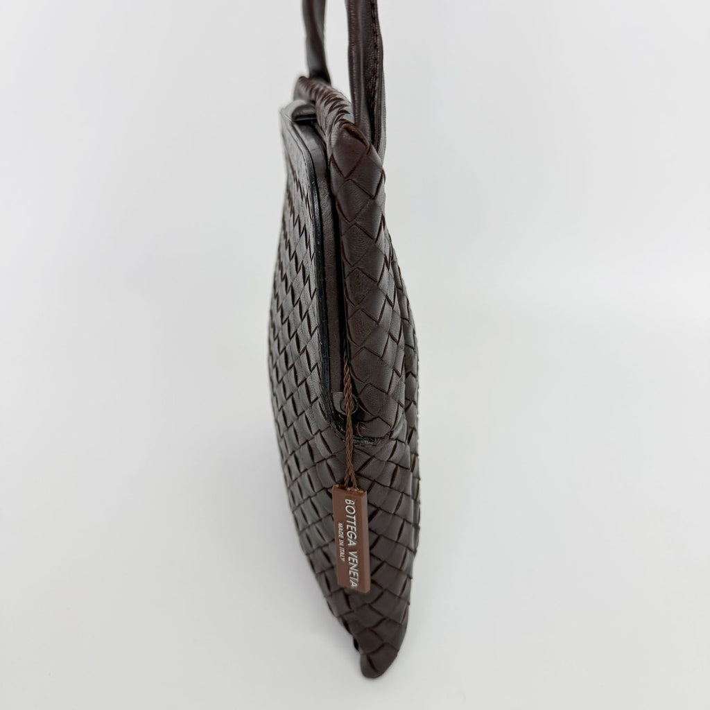Bottega Veneta Intrecciato Shoulder Bag Leather Dark Brown Vintage — view 5