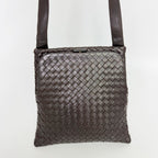 Bottega Veneta Intrecciato Shoulder Bag Leather Dark Brown Vintage — view 3