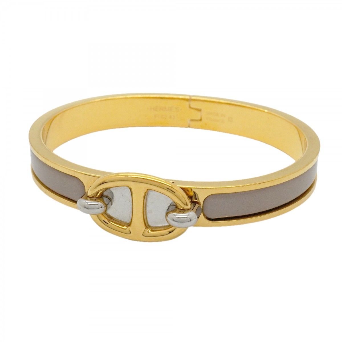 Hermes Bangle Chaine D'ancre Mini Click Gold Plated Gray Bracelet