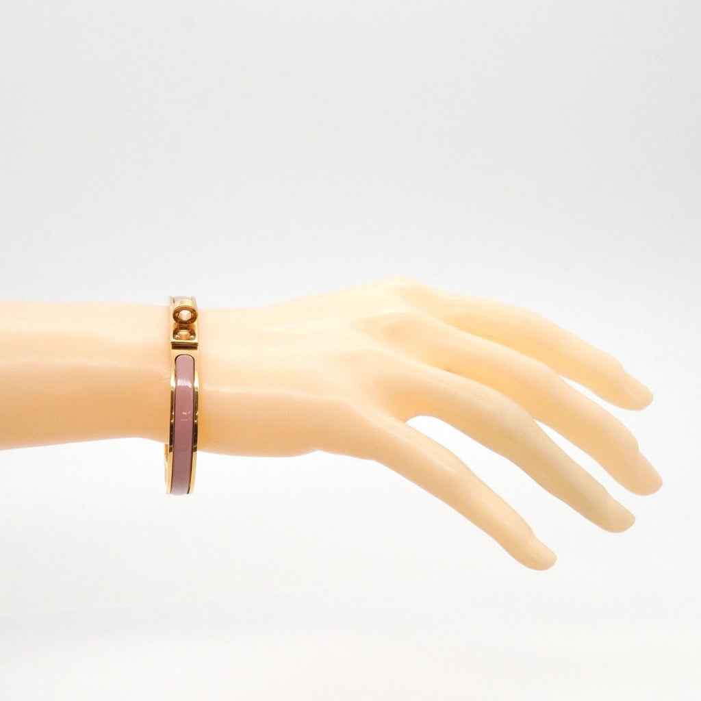 Hermes Bangle Mini Click Kelly Gold Plated Pink Bracelet — view 7