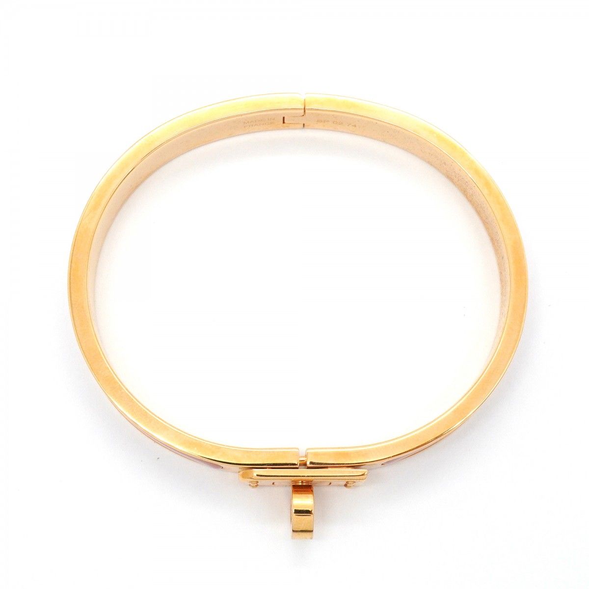 Hermes Bangle Mini Click Kelly Gold Plated Pink Bracelet — view 3