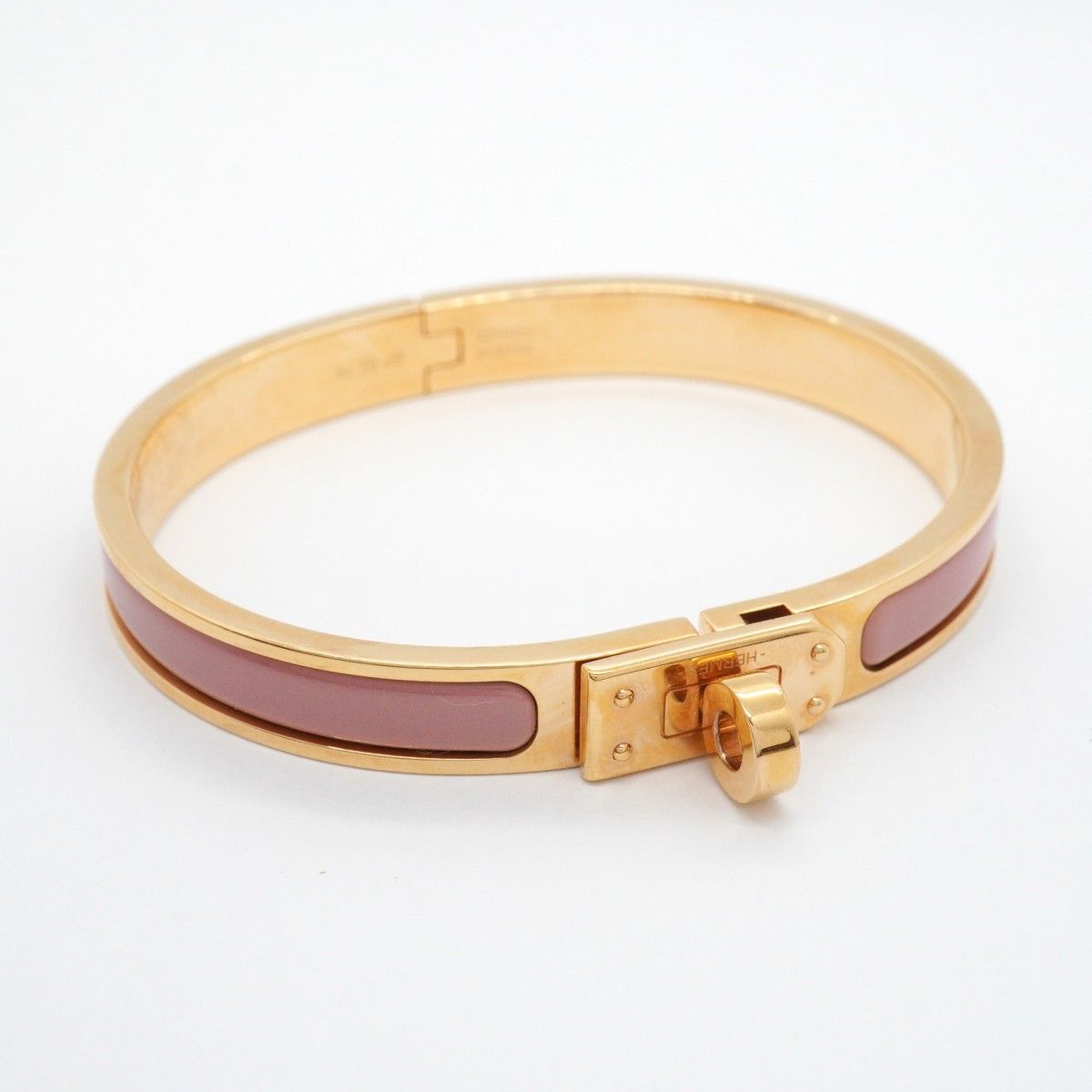 Hermes Bangle Mini Click Kelly Gold Plated Pink Bracelet — view 2