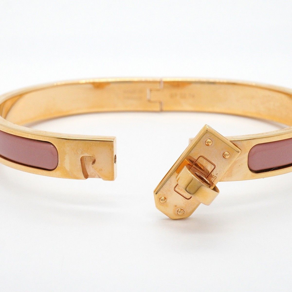Hermes Bangle Mini Click Kelly Gold Plated Pink Bracelet — view 4