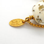 Chanel Necklace Vintage CC Logo Soccer Ball Motif Gold Plated Faux Pearl White — view 4