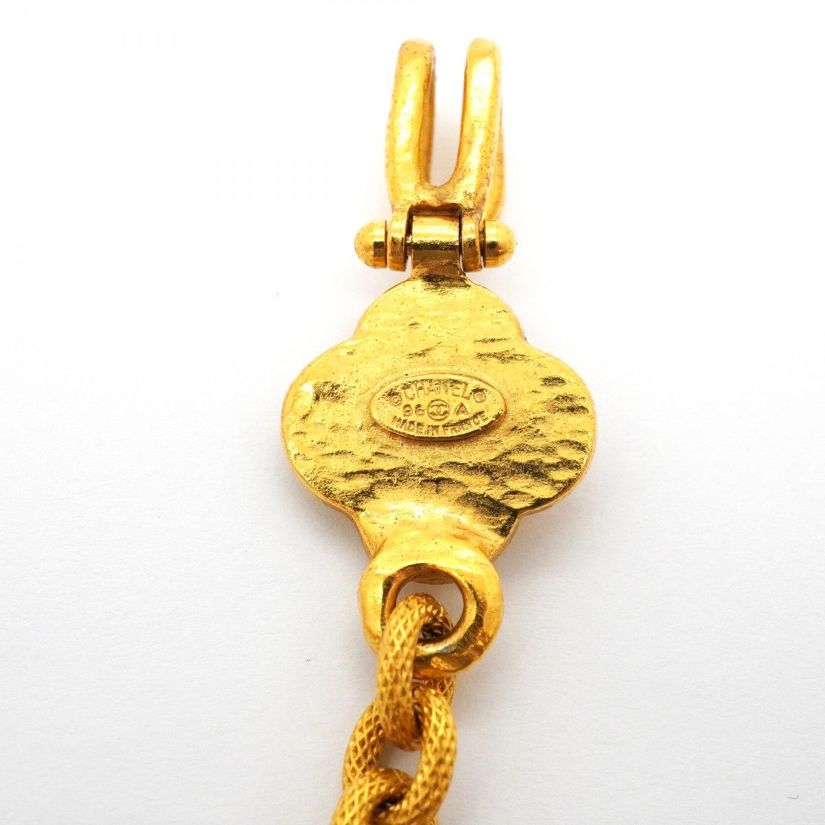 Chanel Necklace Vintage CC Logo Clover Motif Gold Plated — view 5