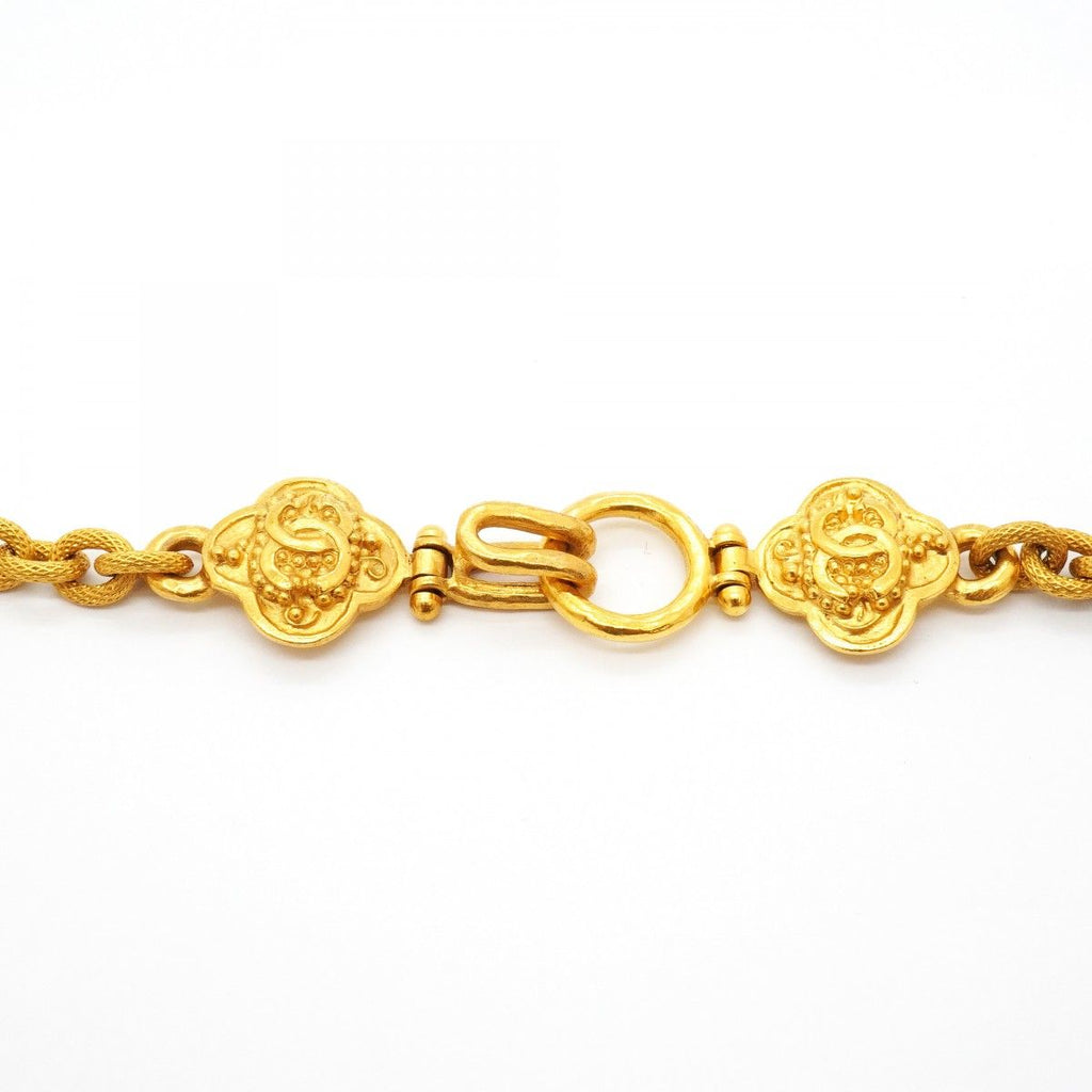 Chanel Necklace Vintage CC Logo Clover Motif Gold Plated — view 4