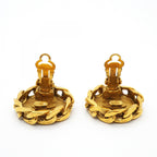 Chanel Earrings Vintage CC Logo Gold Plated Rhinestone — view 6
